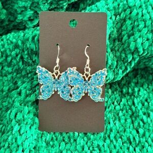 Elegant Blue Butterfly Earrings